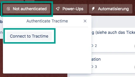 Tractime-Konto im Board über Button autorisieren