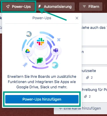 Trello Power-Ups Button im Board